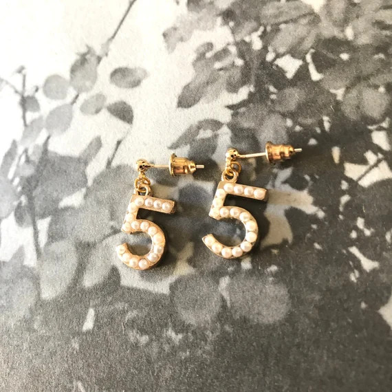 Faux Pearl Stud Earrings No.5 Charm Earrings Signature Charm | Etsy | Etsy (US)
