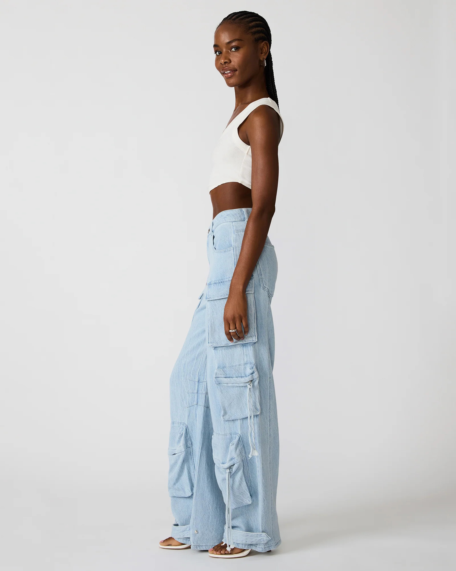 DUO Faded Blue Denim Women's Utility Cargo Pants | Steve Madden (US)