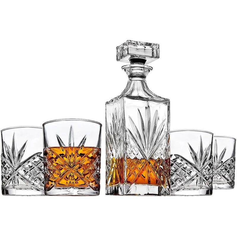 Dublin Crystal 5 Piece Whiskey Decanter 24oz & Whiskey Glass 11oz Set | Wayfair North America