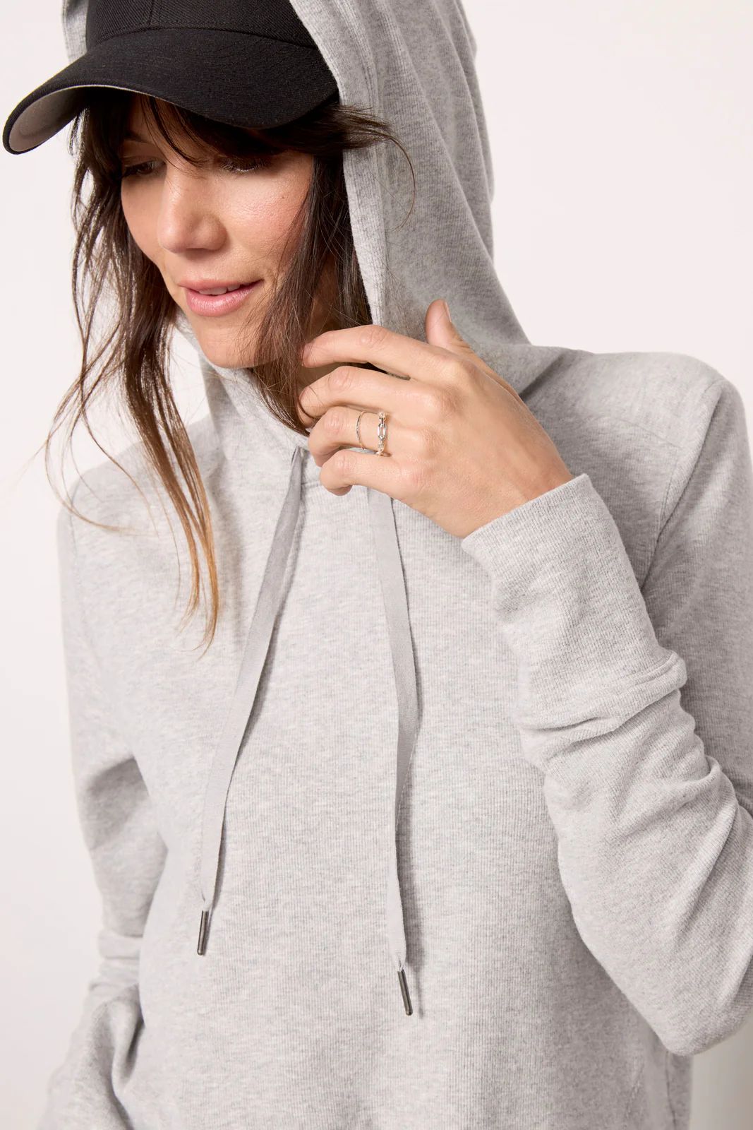 Zoey Rib Inset Hoodie | EVEREVE