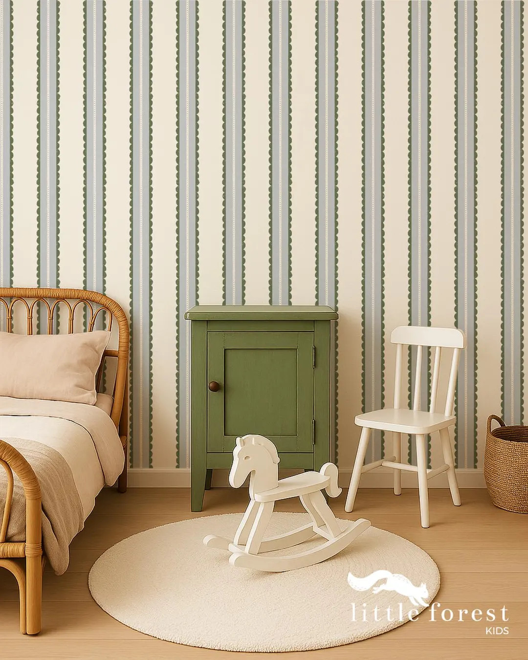 Playful Scallop Stripe Wallpaper – Blue & Green Peel and Stick Wallpaper for Nursery and Kids R... | Etsy (US)