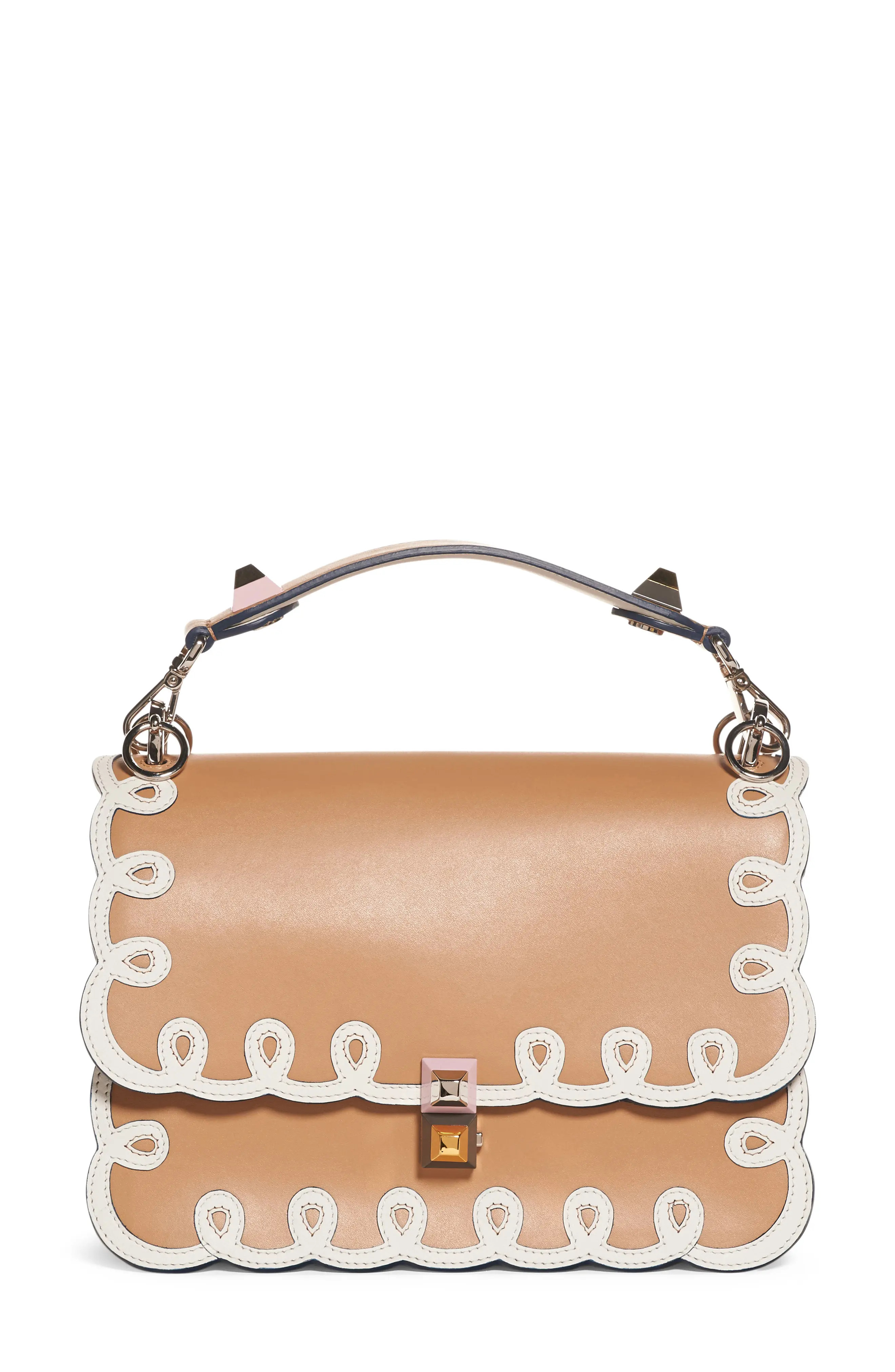 Fendi Kan I Scalloped Leather Shoulder Bag - Brown | Nordstrom