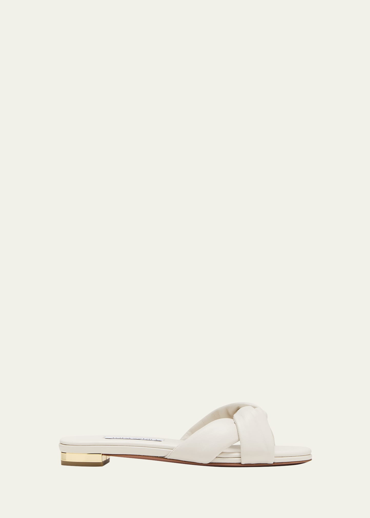 Aquazzura Olie Twisted Leather Flat Slide Sandals | Bergdorf Goodman