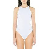 American Apparel Women's Cotton Spandex Sleeveless Bodysuit, White, Large | Amazon (US)