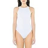American Apparel Women's Cotton Spandex Sleeveless Bodysuit, White, Large | Amazon (US)