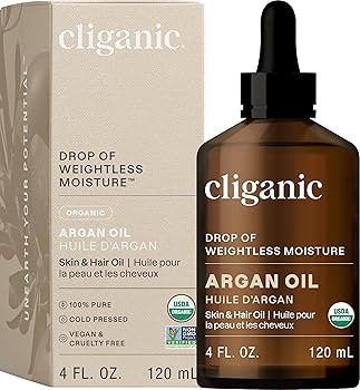 Cliganic Organic Argan Oil, 100% Pure | for Hair, Face & Skin | Natural Cold Pressed Carrier Oil,... | Amazon (US)