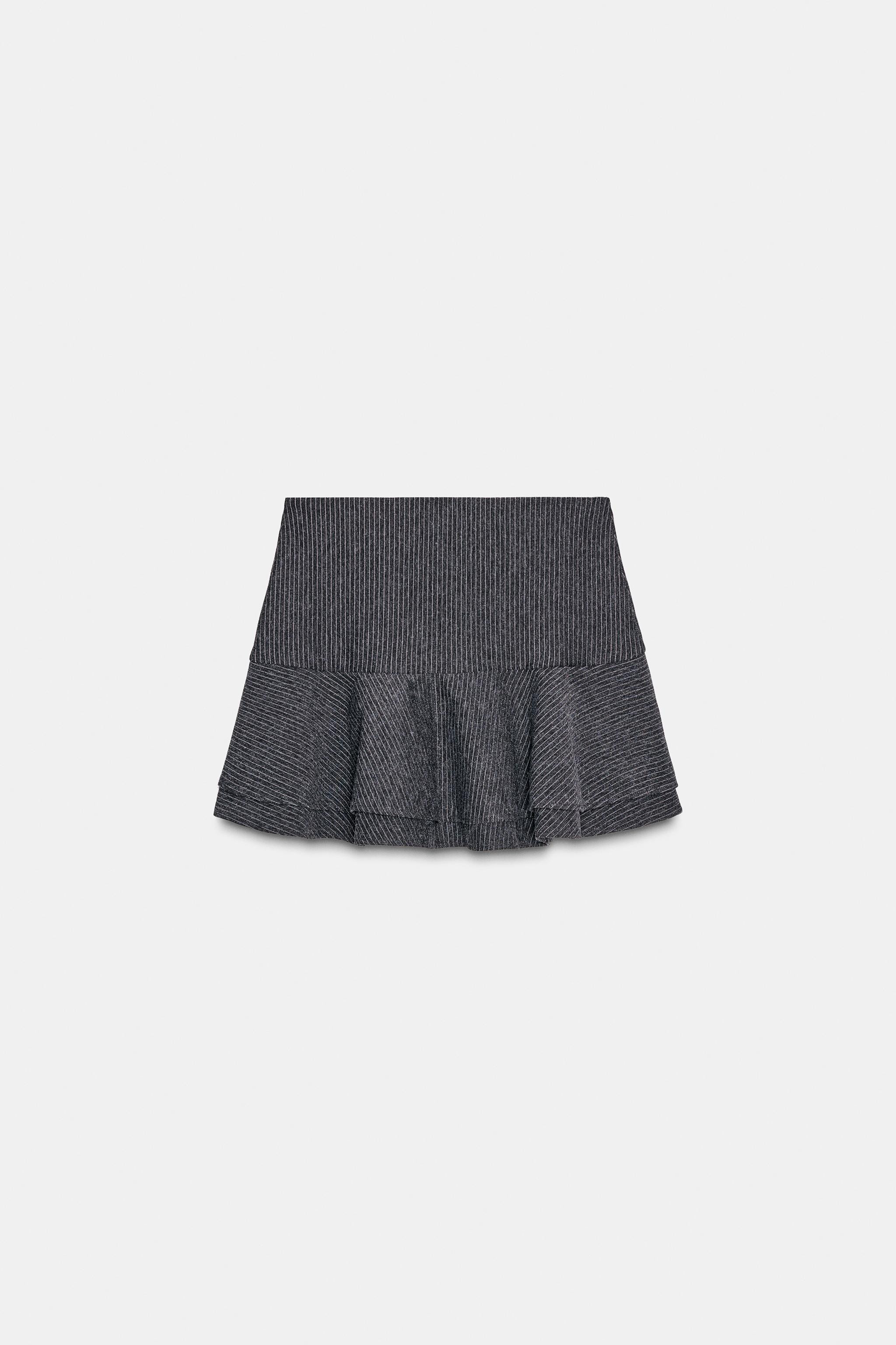 PINSTRIPE RUFFLED MINI SKIRT | Zara US