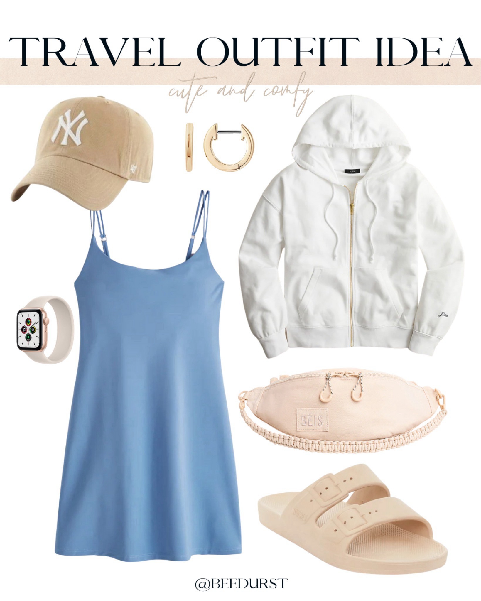 
Cute and comfy travel outfit idea from with the popular Abercrombie traveler dress (multiple colors), slide sandals, a bum bag, and a zip up hoodie for any potential chills! Athletic outfit ideas, summer travel fit 



#LTKTravel #LTKActive #LTKStyleTip