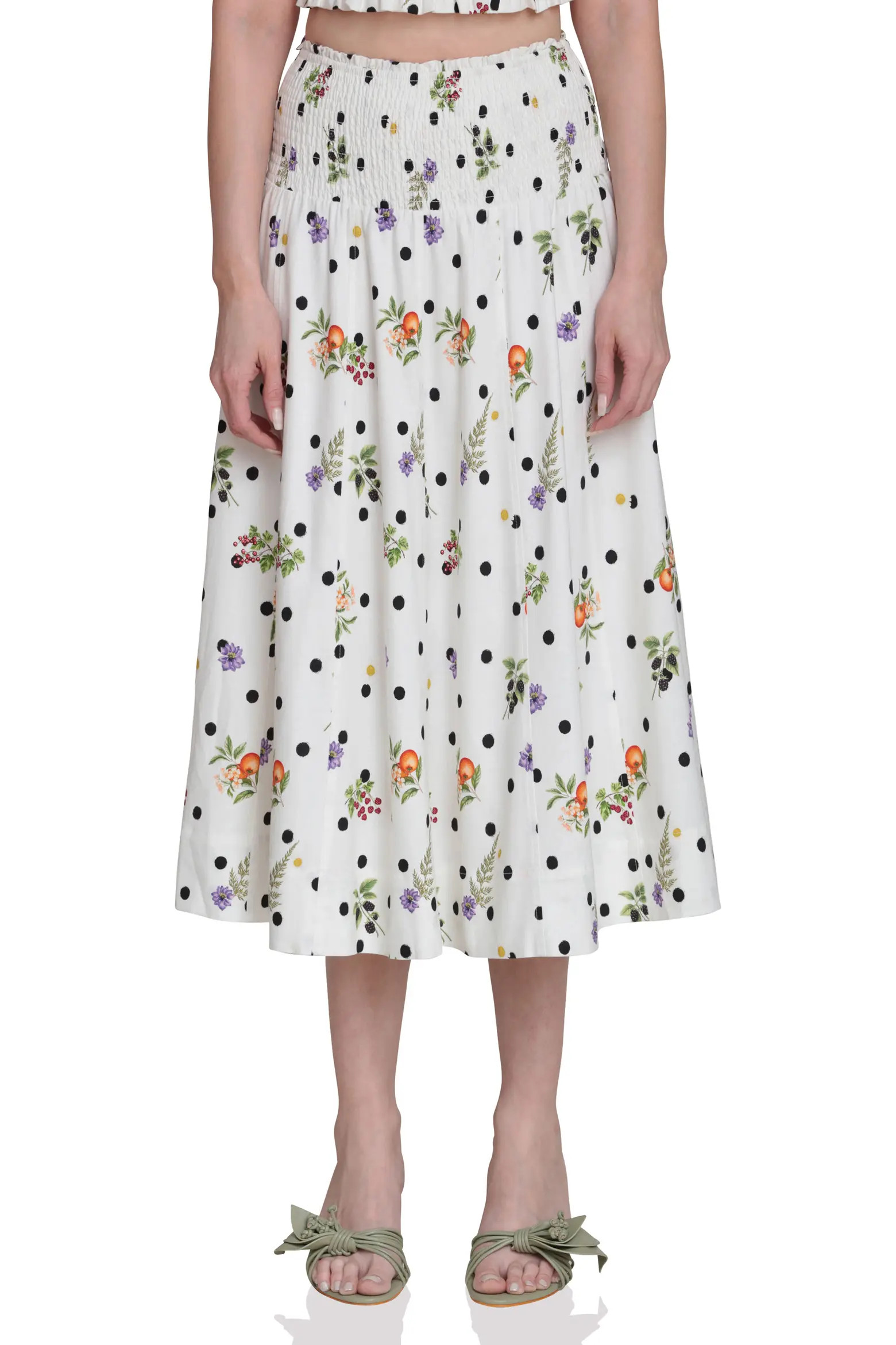 Flower & Polka Dot Smocked Waist Midi Skirt (Women) | Nordstrom | Nordstrom
