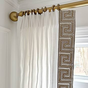ChadMade Custom Cotton Linen Curtain with Trim Border, Blackout Room Darkening Lined and Unlined ... | Amazon (US)