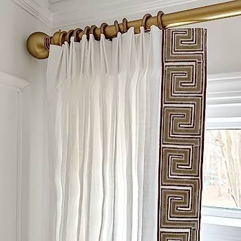 ChadMade Custom Cotton Linen Curtain with Trim Border, Blackout Room Darkening Lined and Unlined ... | Amazon (US)