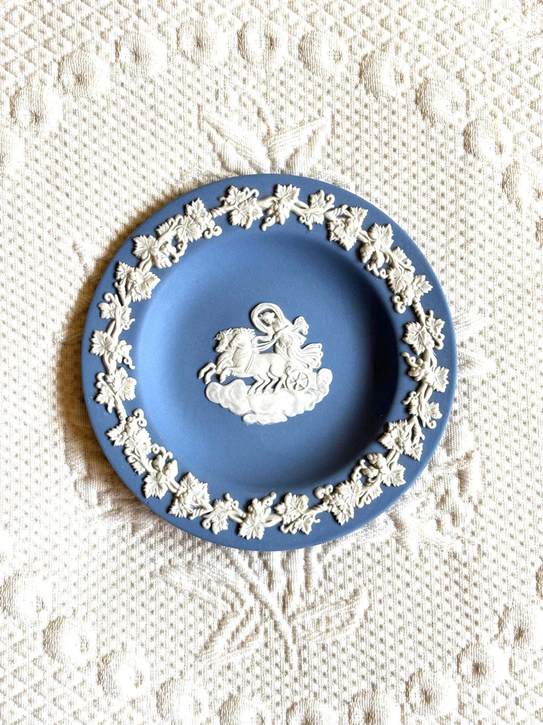 Vintage Wedgwood Jasperware Trinket Dish 4” Blue White Greek Roman Woman Chariot 3-d Relief Por... | Etsy (US)