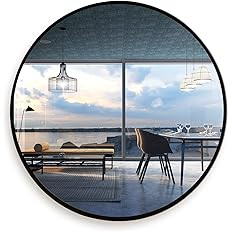 SINOY Large Round Mirror 36 Inch Wall Mounted Black Circle Mirror in Aluminum Frame, Big Rustic D... | Amazon (US)