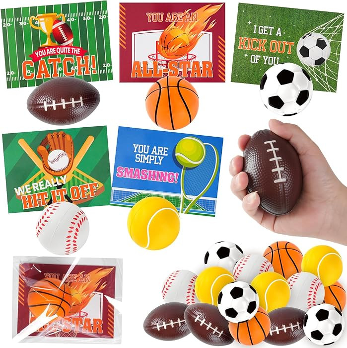Labrostar Valentines Day Gifts for Kids 30Pack Valentines Cards With Sports Squeeze Balls Valenti... | Amazon (US)