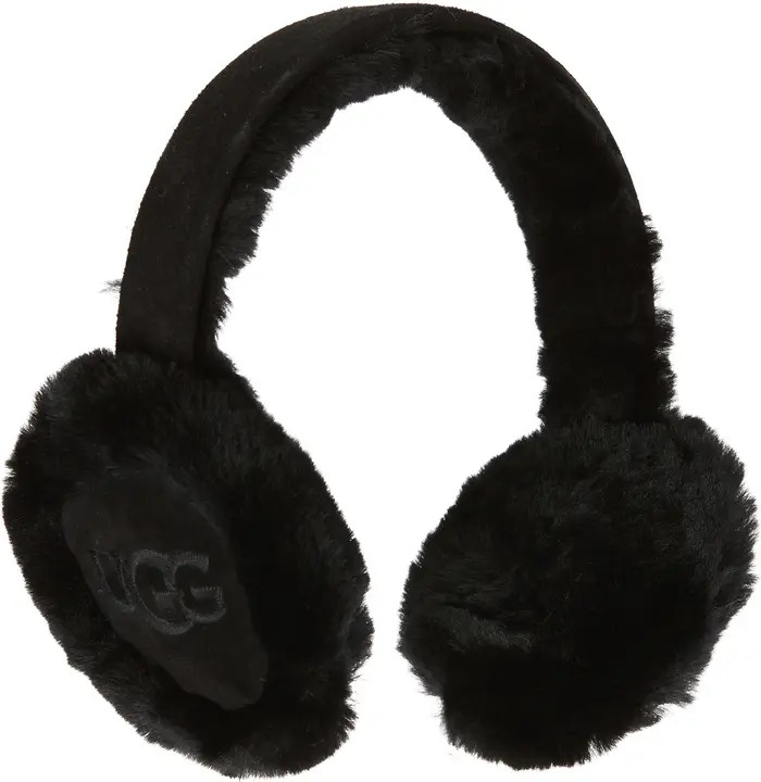 Logo Embroidered Genuine Shearling Earmuffs | Nordstrom