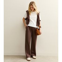Women's Brown Elasticated Waist Premium Wide Leg Joggers New Look | New Look (UK)