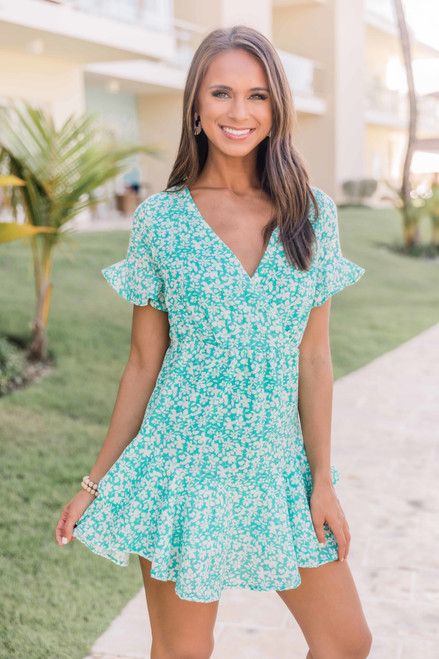 Save Me A Seat Dress Jade SALE | The Pink Lily Boutique