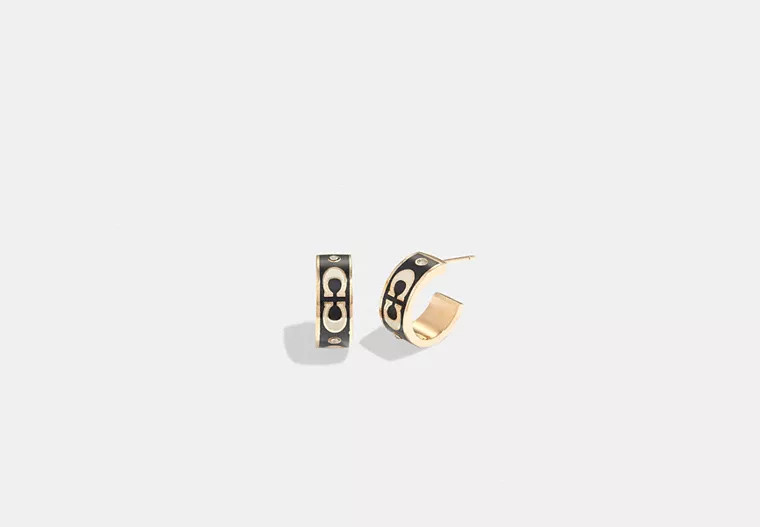 Signature Enamel Huggie Earrings | Coach Outlet US