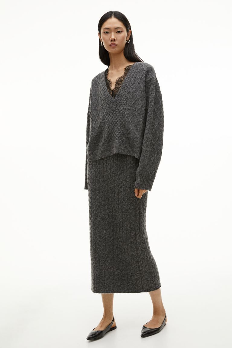 Cable-knit Skirt - Dark gray - Ladies | H&M US | H&M (US + CA)
