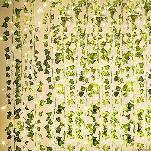 KASZOO 84Ft 12 Pack Artificial Ivy Garland Fake Plants, Vine Hanging Garland with 80 LED String L... | Amazon (US)