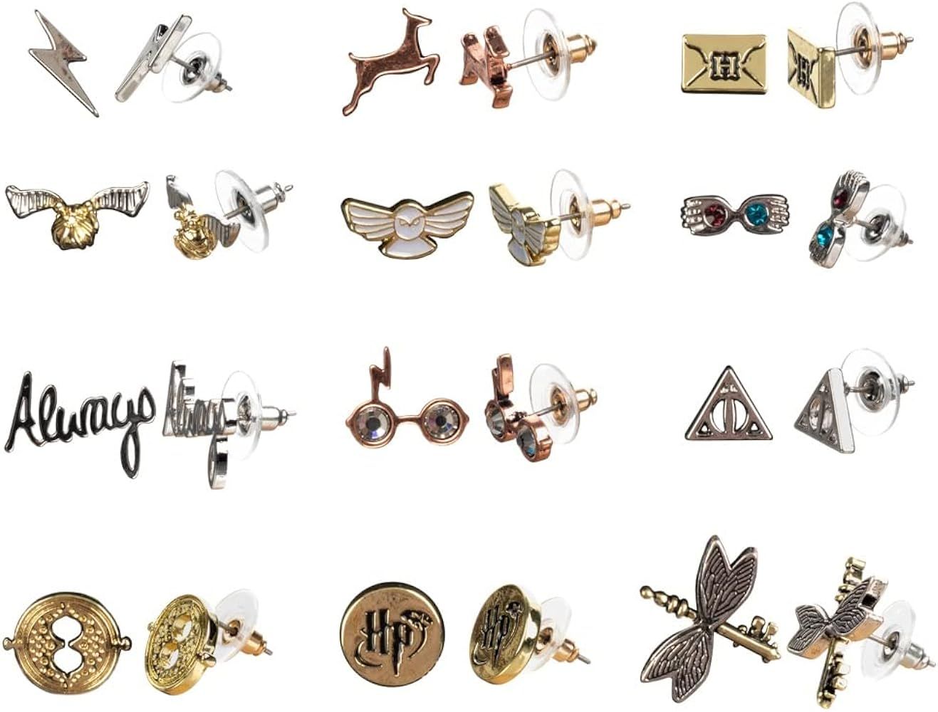 Harry Potter Hogwarts Symbols Zinc Alloy Earrings Set for Women | Amazon (US)