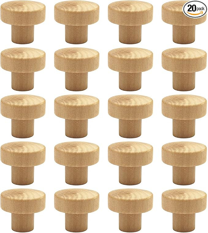 WEICHUAN 20PCS Round Unfinished Wood Cabinet Furniture Drawer Knobs Pulls Handles (Diameter: 3.6c... | Amazon (US)