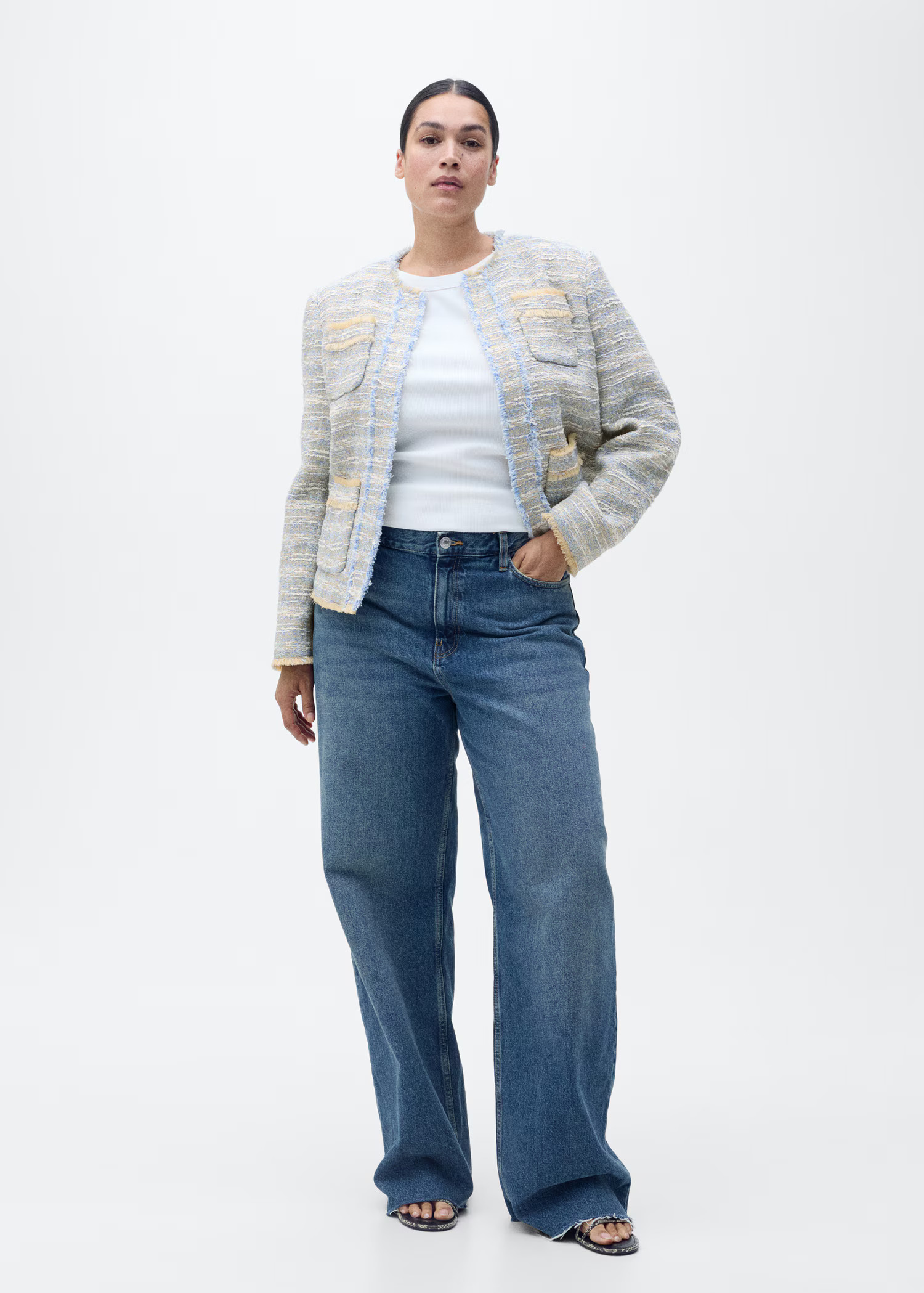 Tweed jacket with frayed ends - Women | MANGO USA | Mango (US/MX/AU)