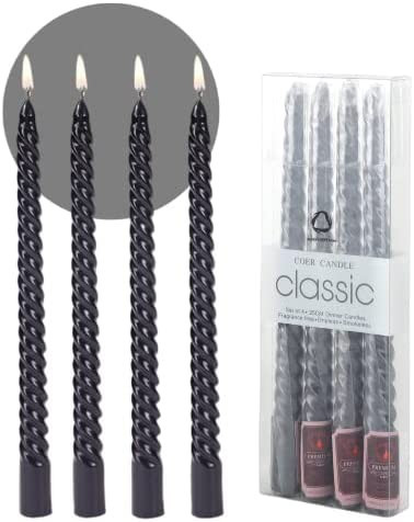 10 inch Halloween Black Taper Candles Set of 4, Metal Style Dripless Candles Unscented,Great Hall... | Amazon (US)