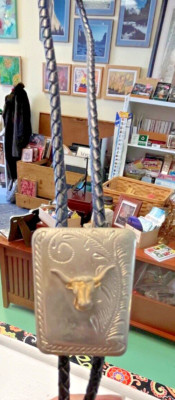 Vintage Western Cowboy  Longhorn Steer Bull Bolo Tie - Leather Braided Tie  | eBay | eBay US