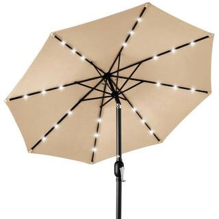 Best Choice Products 10 ft. Market Solar LED Lighted Tilt Patio Umbrella with UV-Resistant Fabric... | The Home Depot