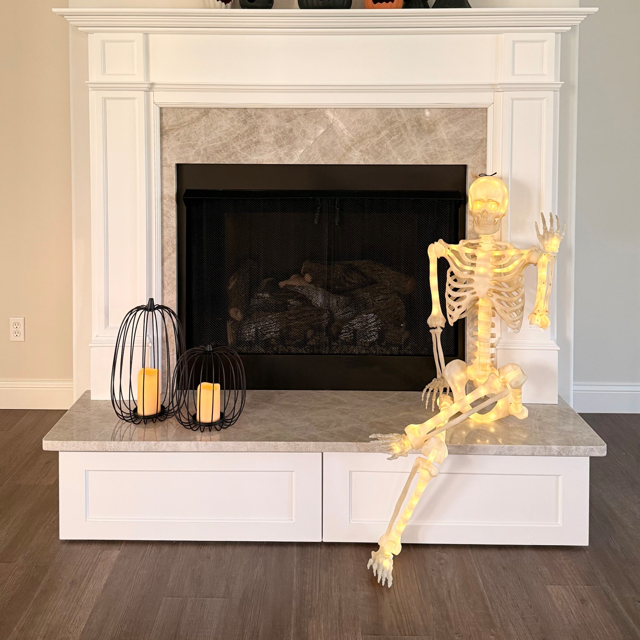 Poseable light-up skeleton (multi-mode) 💡 + pumpkin lanterns w/ flameless candles 🖤 = the perfect Halloween fireplace setup 🎃

So cute and affordable it’s scary 👻

#LTKFindsUnder50 #LTKautumn #LTKSeasonal