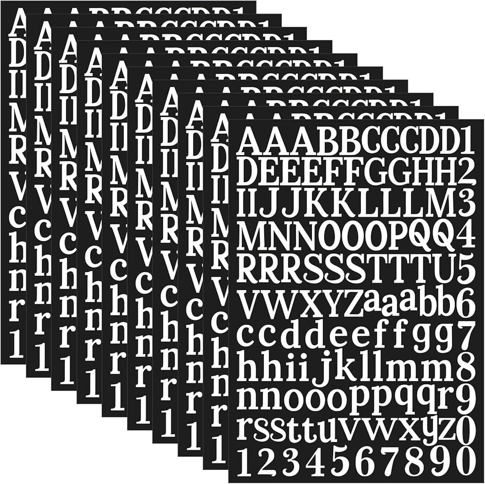 1210 Pieces10 Sheets Letter Stickers Self-Adhesive Vinyl Letter Alphabet Number Stickers Decals f... | Amazon (US)