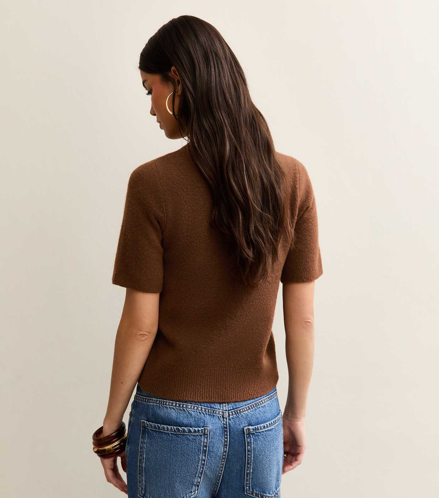 Brown Short Sleeve Midweight Knit Tee | New Look | New Look (UK)