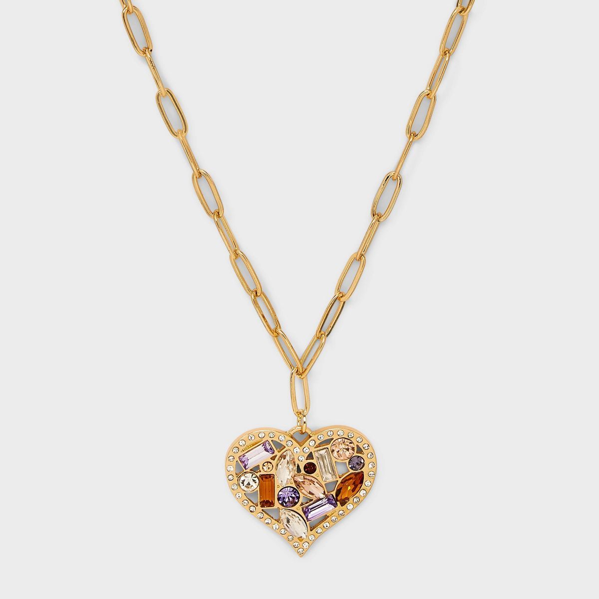Mixed Stone Heart Charm Pendant Necklace - Wild Fable™ Gold | Target