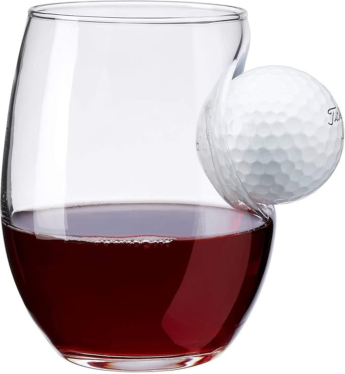 BenShot Golf Ball Glass with Real Golf Ball Embedded. Made in the USA (1, 15oz Wine) | Amazon (US)