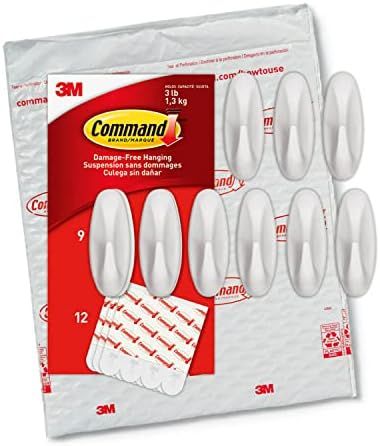 Command Medium Designer Hooks, White, 9-Hooks, 12-Strips, Organize & Decorate Damage-Free | Amazon (US)