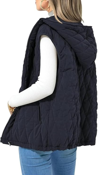 Womens Oversized Puffer Vest Casual Sleeveless Vests for Women Hooded Zip Up Fall Winter Coat Out... | Amazon (US)