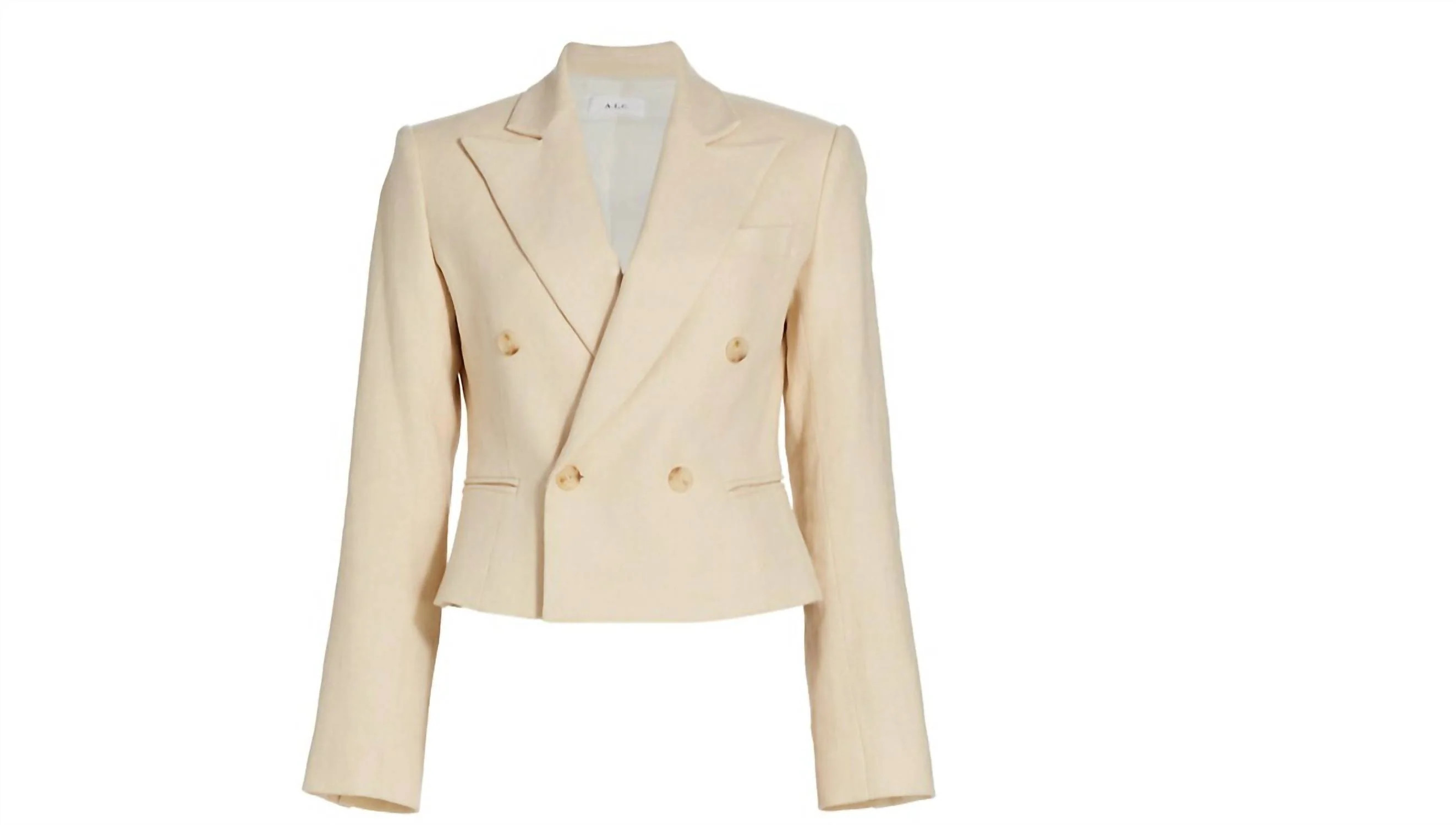 Women's River Linen Double Breasted Blazer In Barely Beige | Shop Simon