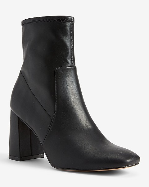 Block Heel Sock Booties | Express