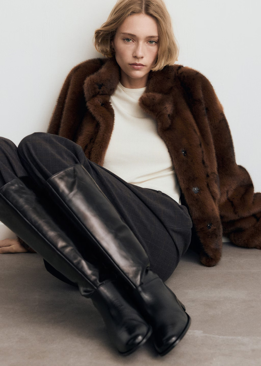 Leather high boots black - Woman - 10 - MANGO | Mango (US/MX/AU)