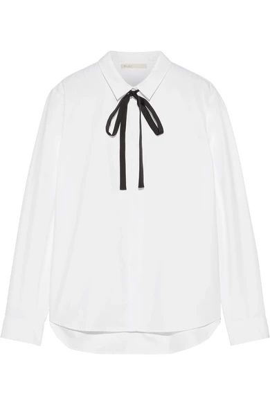 Maje - Pussy-bow Cotton-poplin Blouse - White | NET-A-PORTER (US)