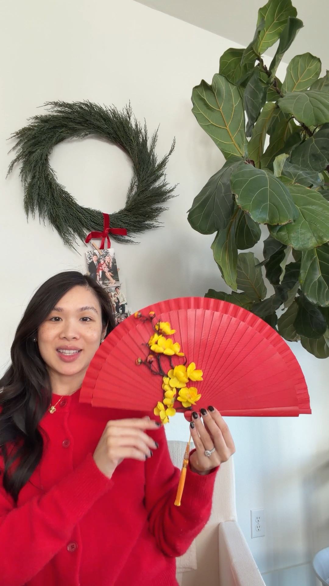Stunning Lunar New Year decor! A beautiful wood fan with hoa mai flowers. Also comes in black, yellow and beige. Handmade here in the US! 

#LTKSeasonal #LTKHome