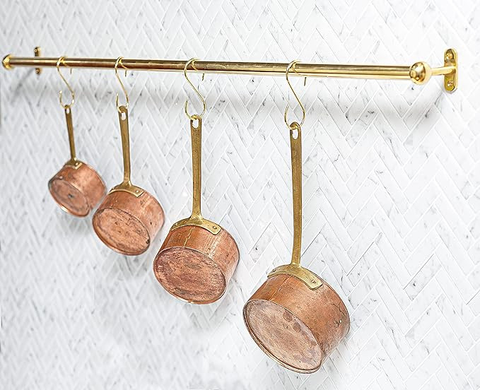 Unlacquered Brass Pot Rail with 5 or 7 "S' hooks (24) | Amazon (US)
