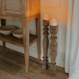Upcycled Wood Baluster Candle Stand 23 Inch | Antique Farm House