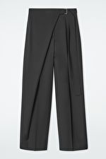 BELTED WRAP-FRONT WOOL TROUSERS | COS UK