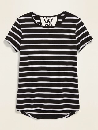 Striped Lattice-Back Hi-Lo Top for Girls | Old Navy (US)