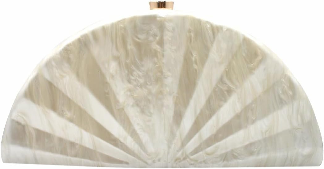 Women Fan Shell Acrylic Clutch Purse Marble Evening Bag Unique Handbag Cute Shell Clutch Wedding ... | Amazon (US)