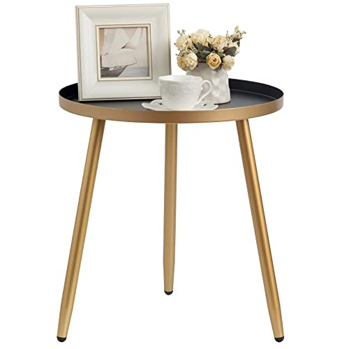 AOJEZOR Round End Tables Living Room,Narrow Night Stands Round Side Table for Bedrooms, Cute Gold... | Amazon (US)