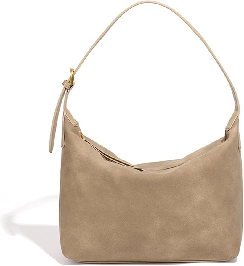 Medium Suede Hobo Bags for Women 10.6 Inch, Matte Faux Leather Shoulder Bag with Adjustable Strap... | Amazon (US)