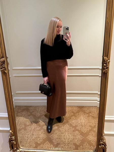 Paid a silk midi skirt with a sweater for the perfect holiday look! 

#LTKfindsunder100 #LTKstyletip #LTKGiftGuide